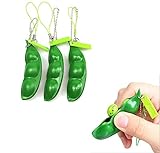 Ayiwue 3er Pack Spielzeug Schlüsselbund Squeeze-a-Bean Puchi Puti Mugen Schlüsselring Bean Erbse Sojabohne, sensorische Autismus Kette Angst Stress lindernde Telefonanhäng