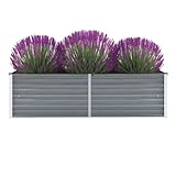 KOIECETA Hochbeet Pflanzkübel Blumenkasten Garten Pflanzkasten Terrassen Gemüsebeet Gartenbeet Pflanzbeet Verzinkter Stahl 160x40x45 cm G