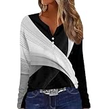 Blusen & Tuniken Für Damen Langarm Blumen Bedruckt Blusenshirt V-Ausschnitt Henley Shirt Regular Fit Hemdbluse Leichte Knopf Langarmshirts Elegante Oberteile Ausgefallene Bluse Frauen Long