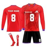Lange Ärmel Personalisierte Fußball Trikot, Deutschland Fußball Trikot Jungen Herren mit eigenem Namen Logo Nummer, Fussball Trikot Shors und Sockens Anzug