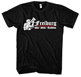 Freiburg Ehre und Stolz Herren T-Shirt | Ultra Skyline Trikot Breisgau Sport Shirt Fussball | M3 Schwarz (XXL)