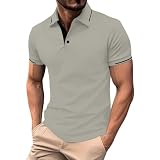 Herren Polohemd Kurzarm Sport Basic Ventilations-Golfshirt mit Slim-Fit & Seitentasche für Sommerak