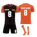 Generisch Trikot Kinder, Fußball Trikot Shorts Socken Set, Personalisierte Fussball Trikot mit Namen Nummer und Team Log