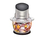 ROMMELSBACHER Multi Zerkleinerer MZ 400 – kraftvoller Motor, 4-flügeliges Spezialmesser aus Edelstahl, 1 Liter Glasbehälter, schwarz/Chrom gebürstet, 400 W