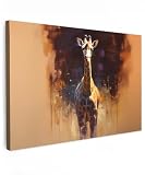 MuchoWow© Leinwand Groß 120x80 cm XXL Deko Schlafzimmer Aesthetic Leinwandbilder Wohnzimmer Gemälde Foto Geschenk Living Room Decoration Giraffe - Braun - Abstrakt - G