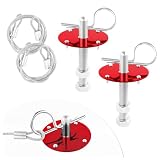 2Stk Bonnet Schnellverschluss Lock - Edelstahl Motorhaubenschloss Mit Racing Lanyard Reduce Shaking - Universelles Auto-tuning Auto-gadgets Passend Für Pkw Lkw SUV (Rot)