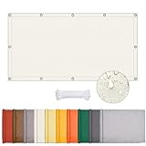 ONESHLEE Sonnensegel Wasserdicht Rechteckig, Sonnenschutz Balkon Terrasse, Markisenstoff Uv Schutz Hitzeschutz Ohne Bohren, Segeltuch Mit Ösen Und Seil Für Pergola (Creme Farben, 1 * 3m)