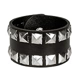 Boland 64419 - Armband mit Nieten, schwarz-silber, Lederlook, Rocker, Biker, Punk, Modeschmuck, Kostüm, Karneval, Mottoparty, Hallow