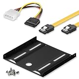 Goobay 65724 Festplatten Einbaurahmen SSD 2.5 auf 3.5 / Für den Einbau Einer 2,5' Festplatte in einen 3,5' Gehäuseschacht / SSD Halterung inkl. Stromadapter, SATA III Kabel und Schraub