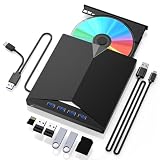 BNEHHOV Externes CD DVD Laufwerk USB 3.0 Typ-C, Extern mit SD/TF-Kartenleser Portable RW Brenner, Schnelle Datenübertragung Tragbar für Laptop,Desktop, für Windows 11/10/8/7/XP Linux OS, Mac OS, V