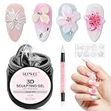 SUPWEE 3D Skulptur Nail Gel, Klar Solid Builder Gel für Nägel Antihaft 3D Nail Art Modelliergel mit Nagel Pinsel und Silikonform Salon DIY zu Hause 15g