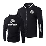KGQSHFVF Herren-Sweatshirt Mit Langen Ärmeln Für Can-am Kariert Ohne Kapuze Mantel Stehkragen Trainingsanzug Durchgehender Reißverschluss Bedruckte Oberbekleidung-Black||XXL