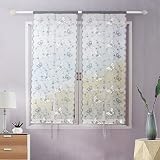 FYJS Bestickte Küchenvorhänge mit Dolly-Garn, Vorhang für Wohnzimmer, Schlafzimmer, Balkon, Fenster und Innenbereich, 2 Paneele, 100% Polyester, Grau, 60 x 150