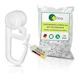 Rollina Gardinenhaken 8mm (100 Stück) | Gardinenröllchen für Schienen mit 4mm Laufkanal | Gardinengleiter in Standardgröße | Vorhanghak