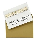 Woodland Mail Lustige Geburtstagskarte mit echten Holzsteinen auf der Vorderseite - Scrabble-Stil (40 Geburtstag)