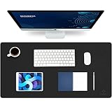 K KNODEL Tischunterlage, Schreibtischunterlage, 80 x 40cm PVC Tischunterlage, Laptop Tischunterlage, wasserdichte Schreibunterlage für Büro- oder Heimbereich, doppelseitig (Schwarz/Schwarz)