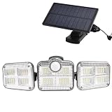 FEVKFTXF LED-Sicherheitsleuchten mit Fernbedienung, Solar-Außenleuchten, Bewegungsmelder mit 3 Köpfen, IP65 wasserdicht, Wandleuchte, Weitwinkel 270 °, C
