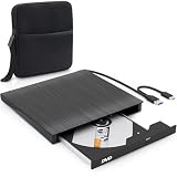Strex Externe CD/DVD Laufwerk - Inkl. Aufbewahrungstasche - Player und Brenner DVD +/-RW - Plug & Play - USB 3.0 & Type-C DVD-Player - Geeignet für Windows, Mac und Linux - Optisches Laufwerk