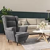 Hommdiy Ohrensessel Sessel Loungesessel Fernsehsessel Relaxsessel Wohnzimmersessel Couchsessel Armsessel Polstersessel Lounge Samt Hellg
