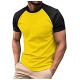 Laufshirt Farbige Ärmel Sportlich T-Shirt Sportshirt Herren Sommer Muscle Shirt Kurzarm für Fitness Gym Casual Tshirt für Männer Freizeitshirt Rundhals Tee Shirt Ob