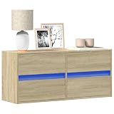 Juroupi TV-Wandschrank mit LED-Beleuchtung TV Schrank Sideboard TV Fernsehschrank Wohnwand Sonoma-Eiche 100x31x45 cm - 852294