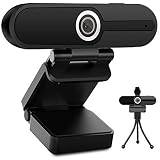 Webcam 4K 1080P mit Mikrofon 8 Megapixel USB Computer Web-Kamera Privatsphäre Auslöser und Stativ, Pro Streaming Webcam PC Mac Desktop Laptop für Video-Anrufe Aufzeichnung Conferencing Zoom Skyp
