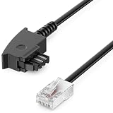 deleyCON 1m Routerkabel TAE-F auf RJ45 (8P2C) Anschlusskabel Kompatibel mit DSL ADSL VDSL Fritzbox Internet Router an Telefondose TAE - Schw