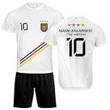 DE FANSHOP Original Personalisiertes Fußball Triko Deutschland Fussball Trikot Hose EM 2024 mit eigenem Namen Ideal für Jung und Alt Herren Jungen Kinder Geschenke für Fans der Nationalmannschaft 3Z