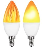 Luminea Flammenlampe: 2er-Set LED-Lampen mit Flammeneffekt, 3 Beleuchtungs-Modi, E14, 2 W, (LED Flammenlicht, E14 Flamme, Stimmungslicht)