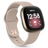 Oumida Armband für Damen Herren, Silikon, Sport Ersatz Uhrenarmband für Fitbit Versa 3/Versa 4/Sense/Sense 2, Milchtee Farb