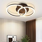 Homefire Deckenleuchte LED Deckenlampe Schlafzimmer - 24W Modern Design Runde Warmweiß Wohnzimmerlampe 3000K Schwarz 2 Ringe Schlafzimmerlampe Drehbar Küchenlampe für Küche W