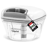 Geedel Zwiebelschneider, 500ML Zerkleinerer mit Seilzug, Gemüseschneider Manuell mit Edelstahlklingen, Multizerkleinerer Zwiebelhacker für Gemüse, Obst, Zwiebeln, Nüsse, Knob