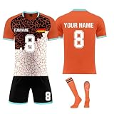 Generisch Fußball Trikot Shorts Socken Set Jungen, Personalisierte Fussball Trikot mit Namen Nummer und Team Logo Kinder, Trik