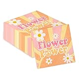 AIDIEE 2 Ply Groovy Napkins Dasiy Disposable Paper Serviettes Pink Orange Cocktail Beverage Luncheon Guest Napkins Retro Party Geschirr Party Dekoration für Geburtstag Picknick Abendessen, 50 Stück