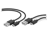 Speedlink STREAM Play & Charge USB Cable Set – 2 Ladekabel für DUALSHOCK-Controller der PlayStation 4, Länge 3 Meter, USB-A zu Micro-USB, Datenkabel, schw