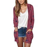 CHENSIYU Strickjacke Damen Leicht Cardigan Strickjacken Trachten Knöpfe Dirndl Jacke Pullover Übergang Mode Elegante Strickmantel Trachtenjacke Wolljacke Gestreifter Große Größen Strickw