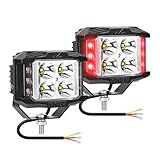 PICAA 2 Stück 4 Zoll 35W LED Arbeitsscheinwerfer, Rot Weiß Nebelscheinwerfer, LED Scheinwerfer 12V 24V Zusatzscheinwerfer Auto für Offroad, LKW, Traktor, 4X4, Baufahrzeug