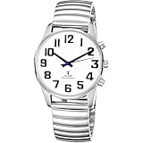 MAUJOY Sprechende Uhr für Damen für Blinde Senioren mit Sehbehinderung, Laute und klare Stimme,Spricht Deutsch (Silber)