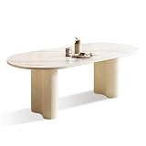 Nordischer Esstisch mit einzigartigen, gewellten Beinen, moderner, minimalistischer, ovaler Tisch, robuster und langlebiger Akzenttisch für Esszimmer und Bü