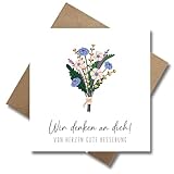 WBdesignz Gute Besserung Karte Wir denken an dich Blumenstrauß Pastel - Genesungkarte Gesundheit Besserungswünsche (125 x 125 mm)