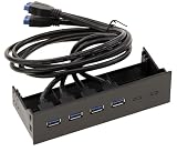 KALEA-INFORMATIQUE Frontblende mit 4 USB-3.0-Ports für 5,25 Zoll (14 cm) Schacht, USB3 Superspeed 5G Geschwindigk