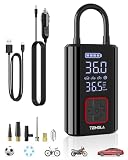TEMOLA Elektrische luftpumpe, 12V DC und elektrische Luftpumpe mit LED, Tragbare akku kompressor mit Manometer 150PSI, akku luftpumpe mit Autostop für Auto, Fahrräder, Motorräder, & B