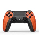 NK Wireless Controller für PS4 / PS3 / PC/Mobile - Wireless Controller mit Dualshock, 6-Achsen-Erkennungsfunktion, LED-Licht, Touchpanel, Kopfhörerbuchse, inkl. Ladekabel - Orang