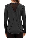 Gyabnw Funktionsshirt Damen Langarm Sportshirt Sport Tshirt Oberteile Top Atmungsaktive L
