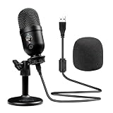 VOHALO USB Mikrofon, Kondensator Mikrofon Computer mit Nierencharakteristik für Gaming, Streaming, Podcasting, Twitch, YouTube, Discord, kompatibel mit Desktop Laptop Schw