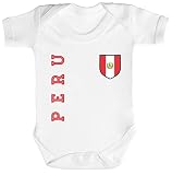 Wappen Fußball WM Fanshirt Gruppen Strampler Bio Baumwoll Baby Body kurzarm Jungen Mädchen Fan Trikot Peru, Größe: 3-6 Monate,W