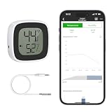 Brifit Bluetooth Kühlschrankthermometer mit Sonde, Mini Thermometer Hygrometer mit APP & Datenspeicherung， Wasserdichte Sonde Aquarium thermometer, Thermometer innen für Kühlschrank, Gew