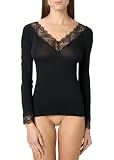 Golden Lady Light Cashmere Oberteil mit Ausschnitt aus Spitze, Schwarz, S-M