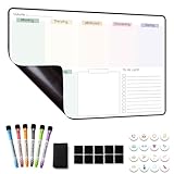 MCCORL Magnetisch Whiteboard Wochenplaner abwischbar, Magnettafel für Kühlschrank, perfect as Famiien Haushaltsplaner, Essenplaner, Putzplaner oder To Do Liste 42×28cm auf D