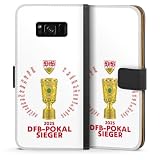 Klapphülle kompatibel mit Samsung Galaxy S8 Plus Duos Handyhülle aus Kunst Leder schwarz Flip Case VfB Stuttgart Pokal Fanartik